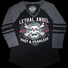 Load image into Gallery viewer, LETHAL THREAT TEE FAST FEARLSS BK/GY 3X LA70203-3X