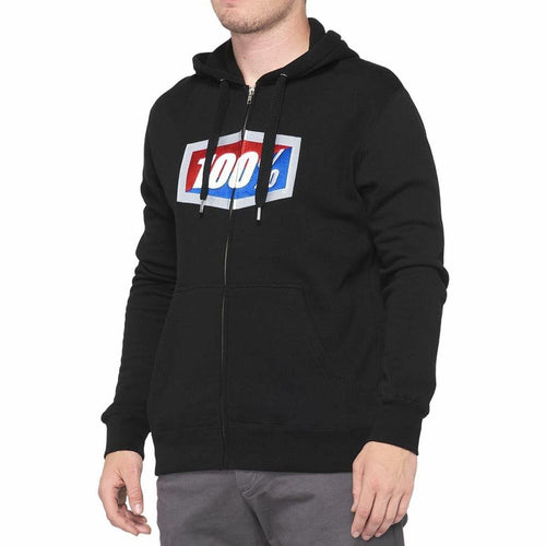 100% OFFICIAL ZIP HOODY 100% BLACK SM 20032-00010