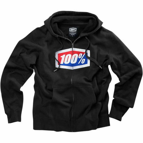 100% OFFICIAL ZIP HOODY 100% BLACK MD 20032-00011