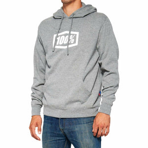 100% ICON PULLOVER HOODIE FLEECE HEATHER GREY - S 20029-00015
