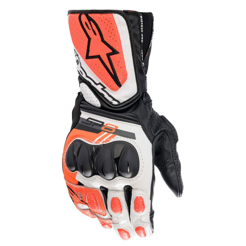 Alpinestars SP-8 V3 Men's Street Motorcycle Gloves - Black/White/Red Fluo/Medium