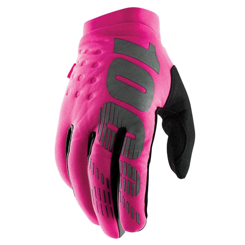 100% BRISKER 100% WOMEN'S GLOVE NEON PINK/BLACK LG 10005-00008