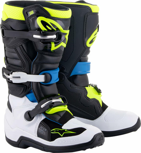 Alpinestars 2015017-1795-5: Tech 7S Boots Blk/Enamel Blu/Fluo YEL Sz 5
