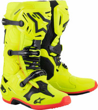Load image into Gallery viewer, Alpinestars 2010020-533-11: Tech 10 Boots YLW Fluo/Blk/Red Fluo Sz 11 - Motomike Canada