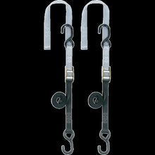 Load image into Gallery viewer, POWERTYE MFG. 1" SOFT TYE TIE DOWNS BLACK/SILVER (PR) 23624