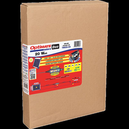 OptiMate Solar Duo, TM522-D2, 6-Step 12V / 12.8V 1.6A weatherproof Solar Battery Saving Charger & maintainer