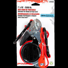 Load image into Gallery viewer, ERICKSON 1x16 1500lb Self Lock Retractable Ratchet Strap w lock hook 01435