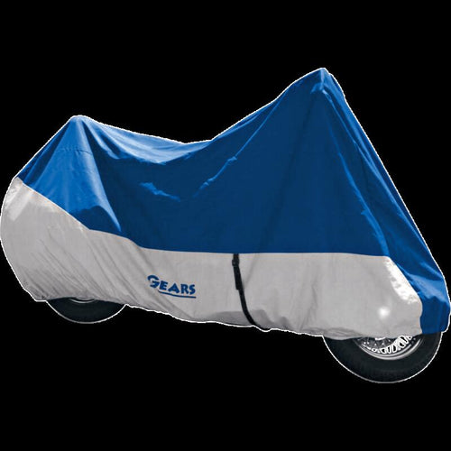 GEARS CANADA PREMIUM MOTORCYCLE COVER MED BLUE/SILVER 100110-3-M