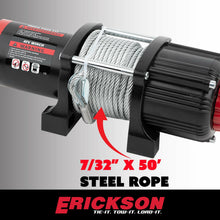 Load image into Gallery viewer, ERICKSON ERICKSON 4000 LB DC WINCH  7/32" X 50' STEEL ROPE 06428