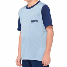 Load image into Gallery viewer, 100% RIDECAMP YOUTH SHORT SLEEVE JERSEY LT. SLATE BLUE/NAVY - L 40031-00006