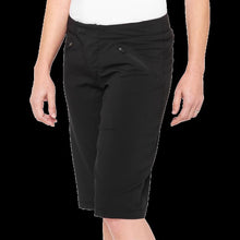 Load image into Gallery viewer, 100% RIDECAMP WOMEN&#39;S SHORTS BLACK LG 45901-001-12