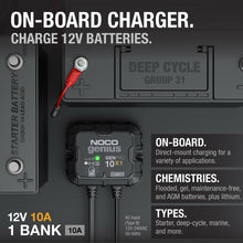 Load image into Gallery viewer, NOCO Genius GENPRO10X1: 1-Bank, 10A Onboard Battery Charger - 10A Per Bank, 12V Waterproof Marine Charger with Overcharge Protection &amp; Temperature Compensation – for Lead-Acid &amp; Lithium Batteries
