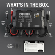 Load image into Gallery viewer, NOCO Genius GEN5X2: 2-Bank, 10A Onboard Battery Charger - 5A Per Bank, 12V Waterproof Marine Charger with Overcharge Protection &amp; Temperature Compensation – for Lead-Acid &amp; Lithium Batteries