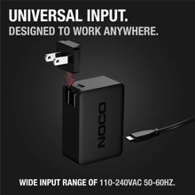 Load image into Gallery viewer, NOCO U65 65W Boost X USB-C Fast Charger for GBX45, GBX55, GBX75, and GBX155 UltraSafe Lithium Jump Starters, Plus MacBook, iPad, iPhone, Galaxy, Dell, Note, Pixel, Lenovo, HP, Switch, and More, Black
