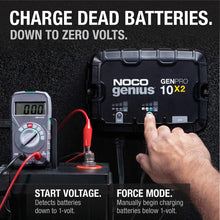 Load image into Gallery viewer, NOCO Genius GENPRO10X2: 2-Bank, 20A Onboard Battery Charger - 10A Per Bank, 12V Waterproof Marine Charger with Overcharge Protection &amp; Temperature Compensation – for Lead-Acid &amp; Lithium Batteries