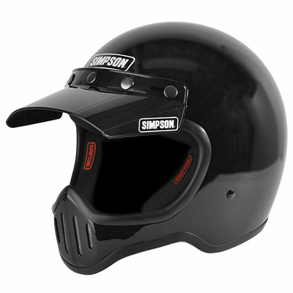 Simpson M50 Bandit Motorcycle Helmet DOT - Retro Styling Gloss Black Small