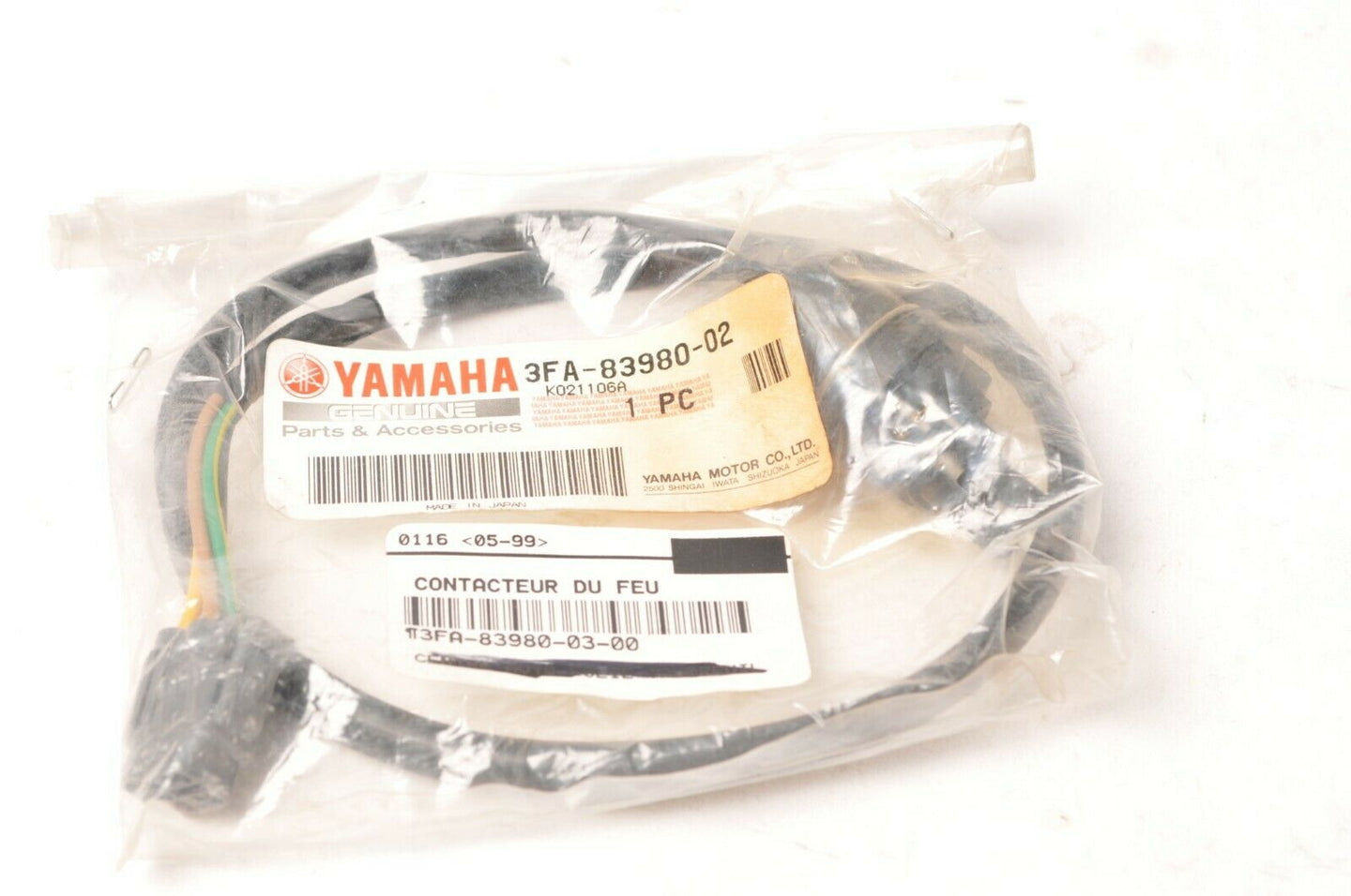Genuine Yamaha 3FA-83980-02 Switch,front stop brake - Big bear Bruin Kodiak Griz