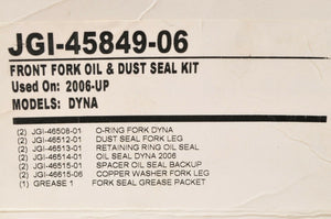 James Gaskets 49mm Fork Seal Kit Set seals - JGI-45849-06 DYNA FXD 06-up