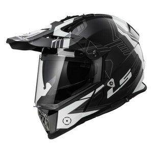 LS2 Pioneer V2 Trigger Helmet Black/White w/Sun Visor - XS DOT / ECE Certified