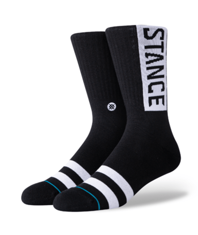 Stance OG Crew Socks Black with Stripes - Cotton Blend