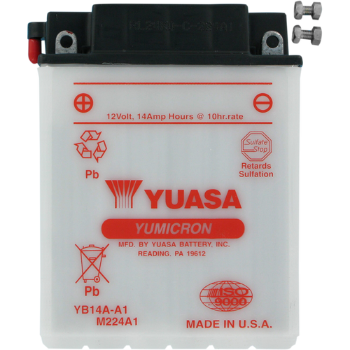 Yuasa Yumicron YB14A-A1 12v Battery - Ships Dry (no acid) Moto-4 Tri Moto Yamaha