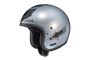 HJC IS-5 Arrow Silver Black Open Cafe Racer Motorcycle Helmet - Size XS