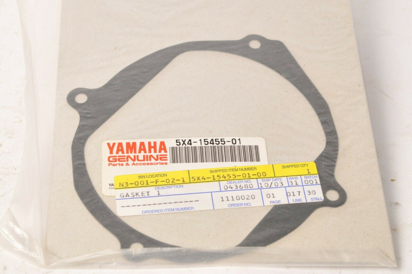 Genuine Yamaha 5X4-15455-01 Gasket,Crankcase Cover - YZ125 1982-1985