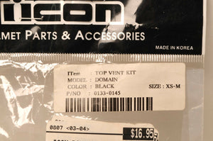 GENUINE Icon 0133-0145 Top Vent Kit XS-S-M Domain Helmet Black