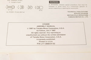 Genuine Yamaha Factory Assembly Manual 1988 88 VK540 | VK540M