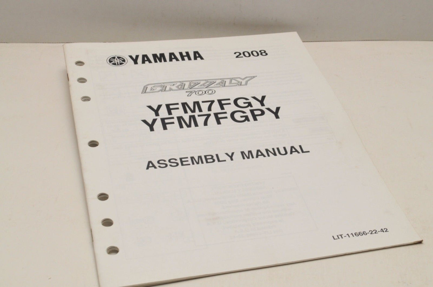 Genuine Yamaha ASSEMBLY SETUP MANUAL YFM7FGPY GRIZZLY 700 2008 LIT-11666-22-42