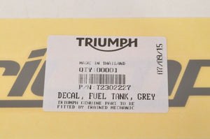 Genuine Triumph T2302227 Decal,Tank,Grey for Black Bikes | Speed