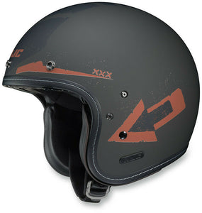 HJC IS-5 Arrow Flat Black Orange Open Cafe Racer Motorcycle Helmet - Size XS