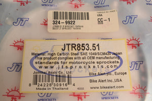 JT Steel Rear Sprocket JTR853.51 51T Fits Yamaha YZ100 TZ250 WR250 TT600 ++