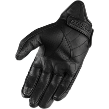 Load image into Gallery viewer, Icon Pursuit Black Leather Motorcycle Gloves - Perforated