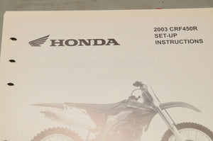 2003 CRF450R CRF450 R GENUINE Honda Factory SETUP INSTRUCTIONS PDI MANUAL S0129