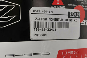 ZOX Z-FF50 Motorcycle Helmet Momentum Matte Black Yellow Hi Viz X-Small DOT ECE