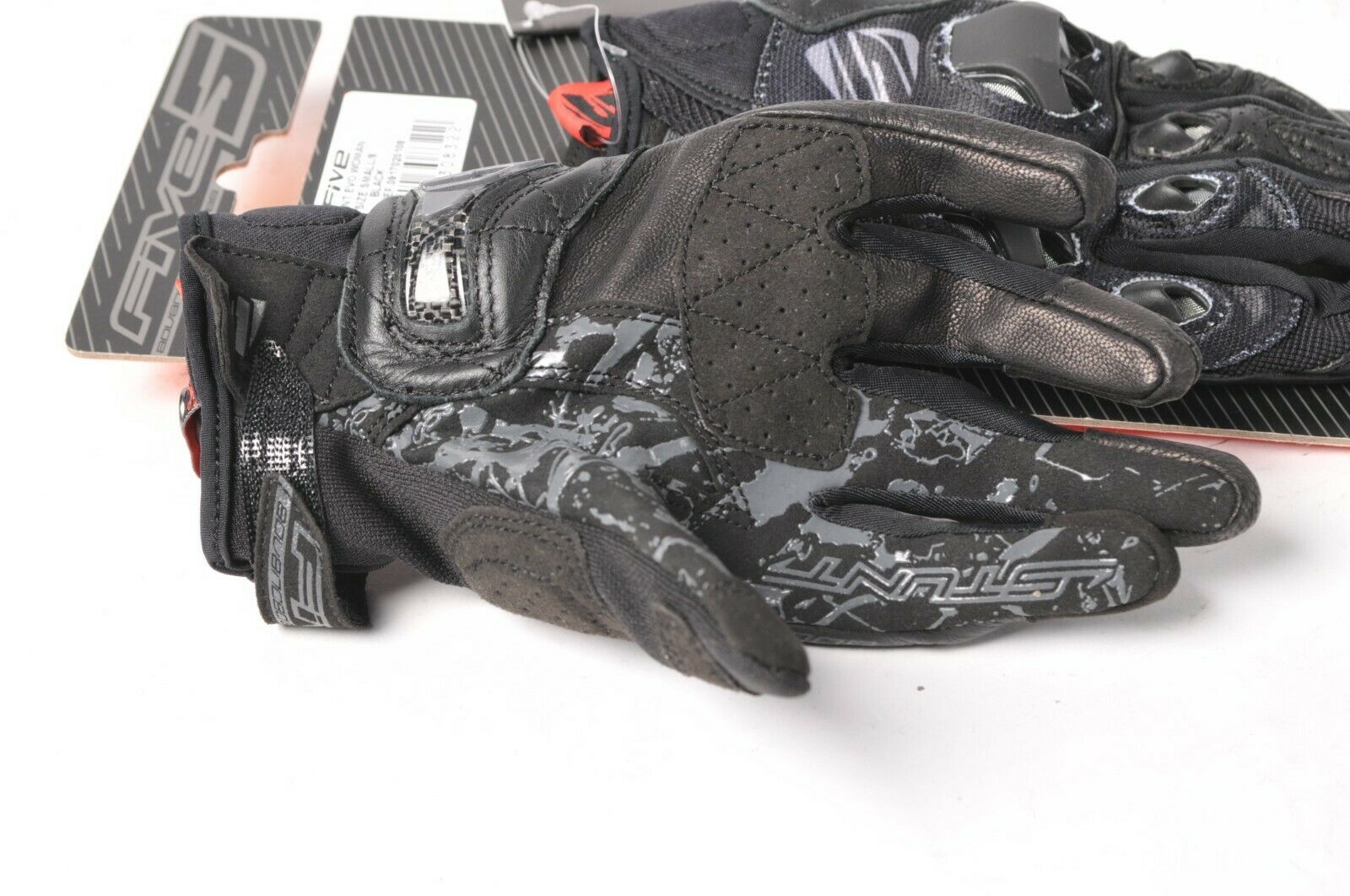 Five Stunt evo Black Leather/Textile Women's Motorcycle Gloves MD