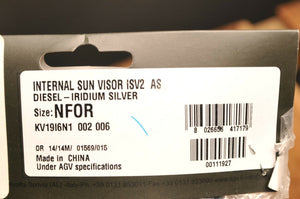 Genuine AGV Helmet Visor Shield - Internal Sun Visor Silver ISV2 KV19I6N1002