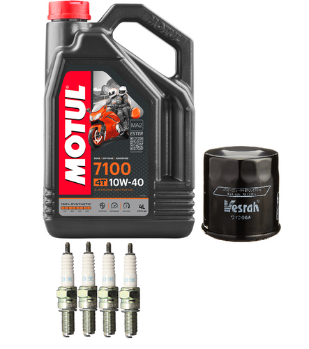 Suzuki GSXR 600 750 1000 Oil Change Tune Up Kit Oil Filter Spark Plugs NGK Motul