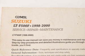 Clymer Service Repair Maintenance Shop Manual: Suzuki LT-F500F 1998-2000 | M343