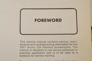 Genuine ARCTIC CAT Factory Service Shop Manual  1977 77 PANTERA  0153-124