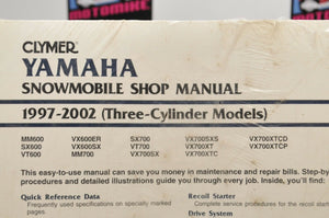 CLYMER SHOP MANUAL - YAMAHA SNOWMOBILE  1997-2002 THREE-CYLINDER MODELS