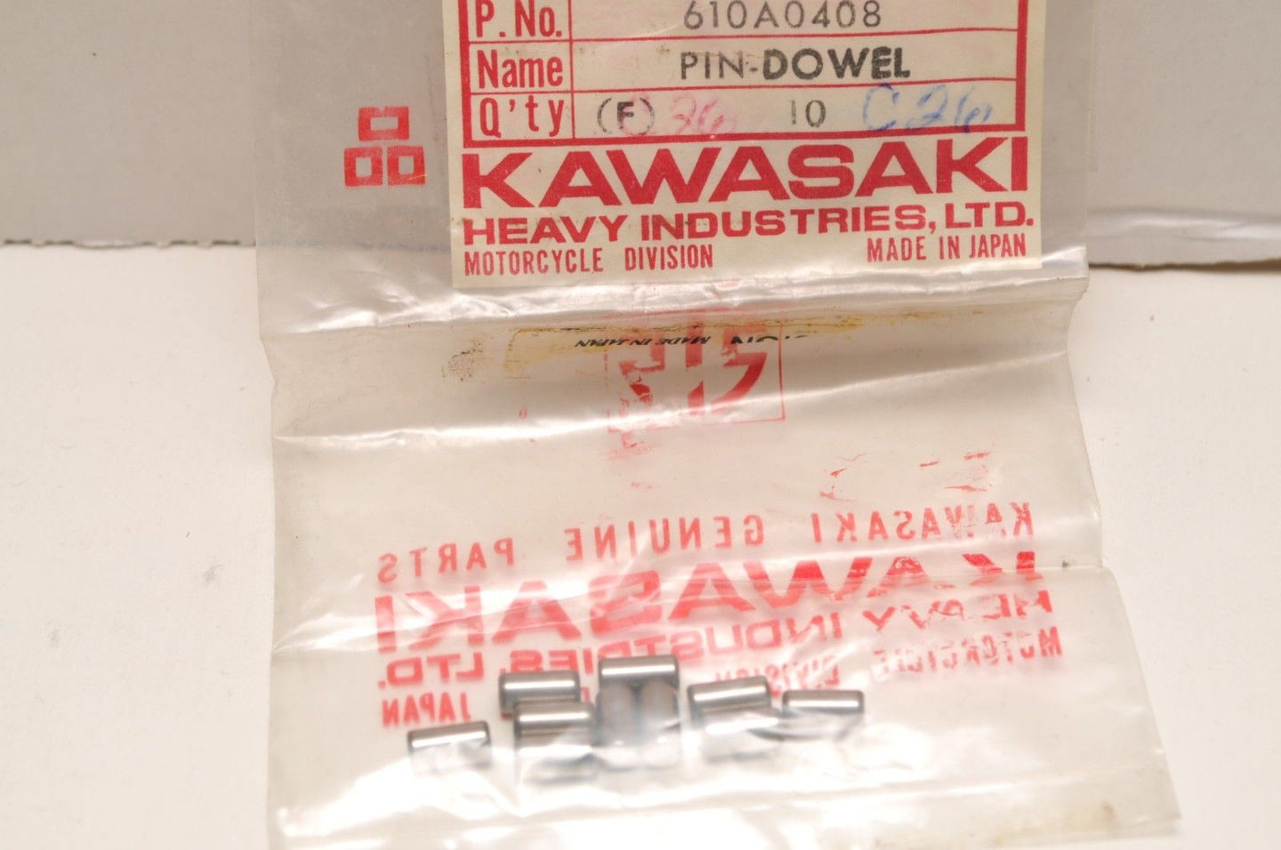 Genuine NOS Kawasaki 610A0408 Dowel Pins Pin Qty:10 Ten - 4x8 KLR250 KL600 KZ400