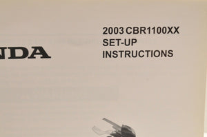 2003 CBR1100XX  GENUINE Honda Factory SETUP INSTRUCTIONS PDI MANUAL S0184