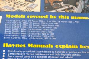 Haynes Owners Workshop Manual: Suzuki GS GSX 250 400 450 Twins 79-85 | The Book