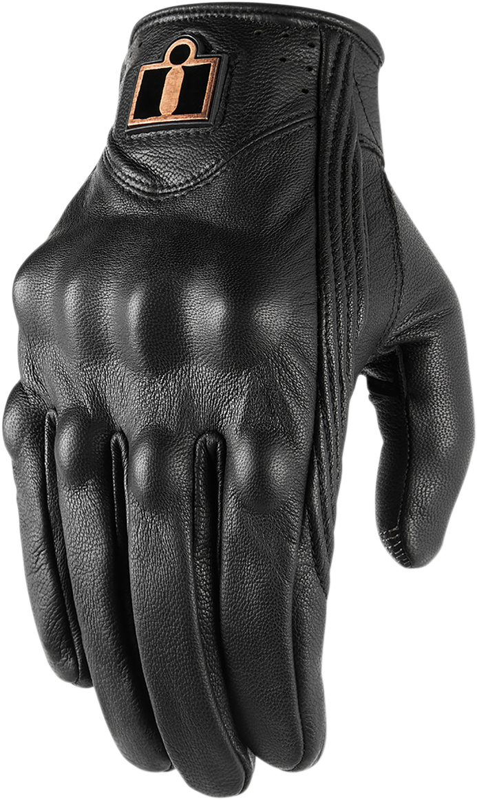 Icon Pursuit Black Leather Motorcycle Gloves - Non Perforated