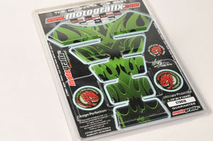 MOTOGRAFIX ST061G Motorcycle Gel Tank Pad - Tribal Flames Green - Universal