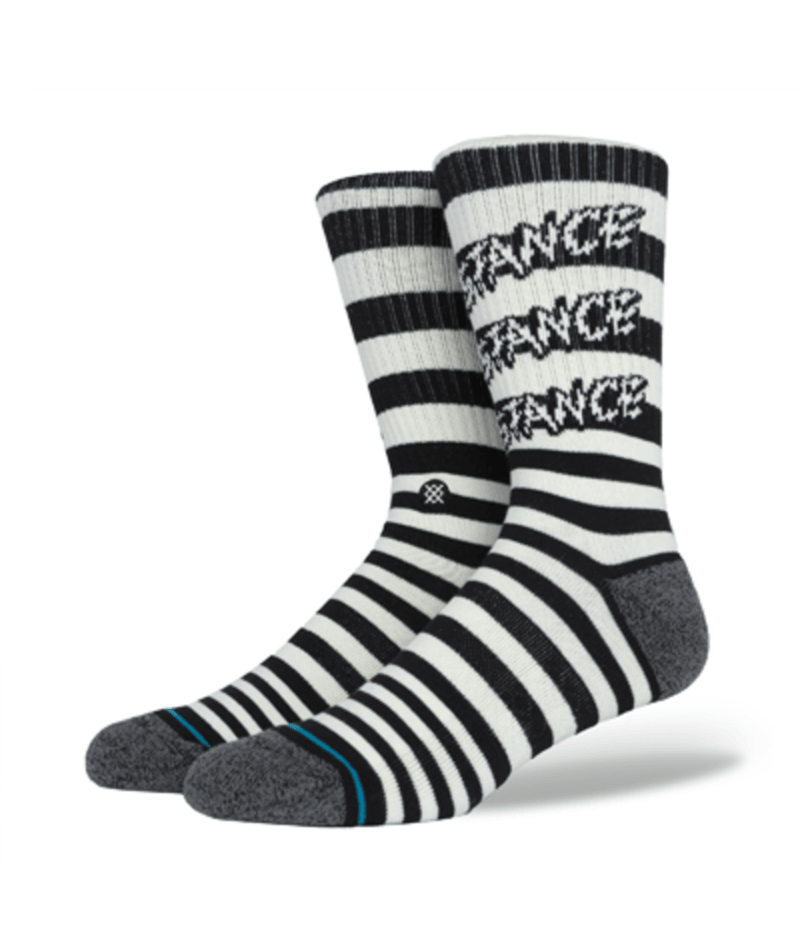 Stance Jail Card Striped Socks - Black/White Crew Socks with INFIKNIT guarantee