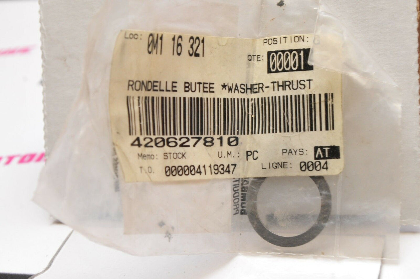 NOS NEW OEM CAN-AM 420627810 THRUST WASHER (711627810) RALLY 175 GEAR SHIFT