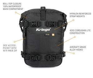 Kriega US-10 Motorcycle Drypack - Universal 100% Waterproof Modular Luggage Bag
